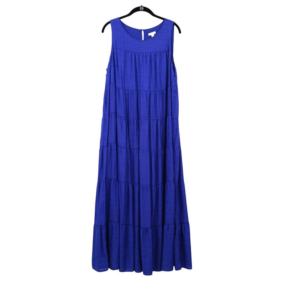 J. Jill Sleeveless Royal Blue Tiered Maxi Dress - Picture 4 of 13